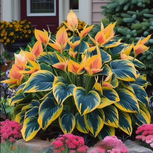 Хоста Флейм Данс купить по цене от 650р. в интернет-магазине «Посадика» с доставкой почтой в в Щигрые и по всей России – [изображение №1].